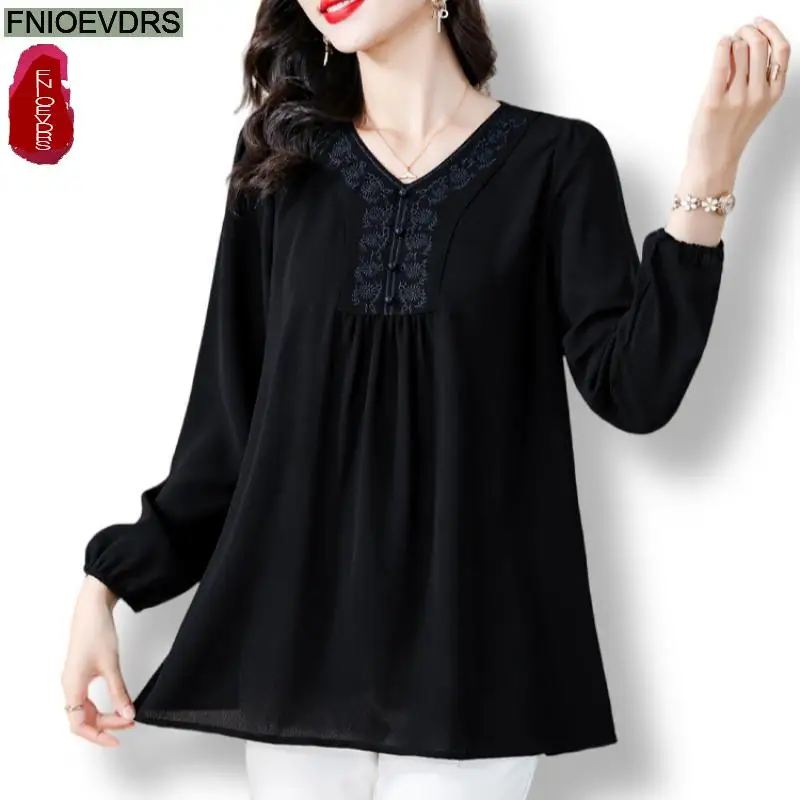 

L-6XL Loose Clothes 2024 Summer Button Retro Lace Tops Short Sleeve Women Tunic Casual Elegant Black Peplum Shirts Blouses
