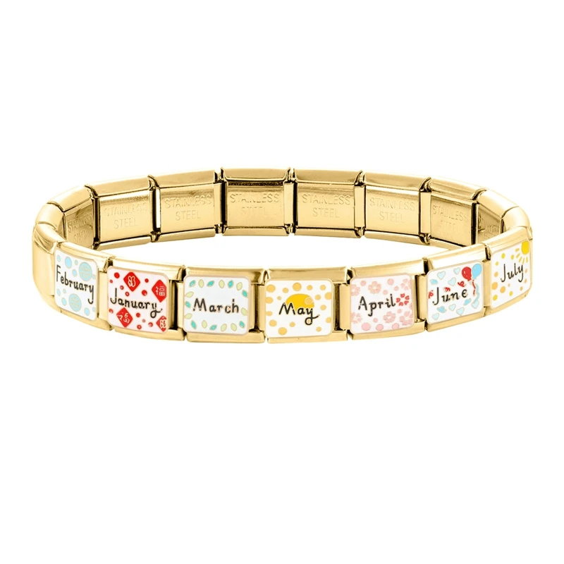 Fashion 12 Month August September October Gold Color Italian Charm Links Fit 9mm Stainless Steel Bracelet DIY Making Gifts