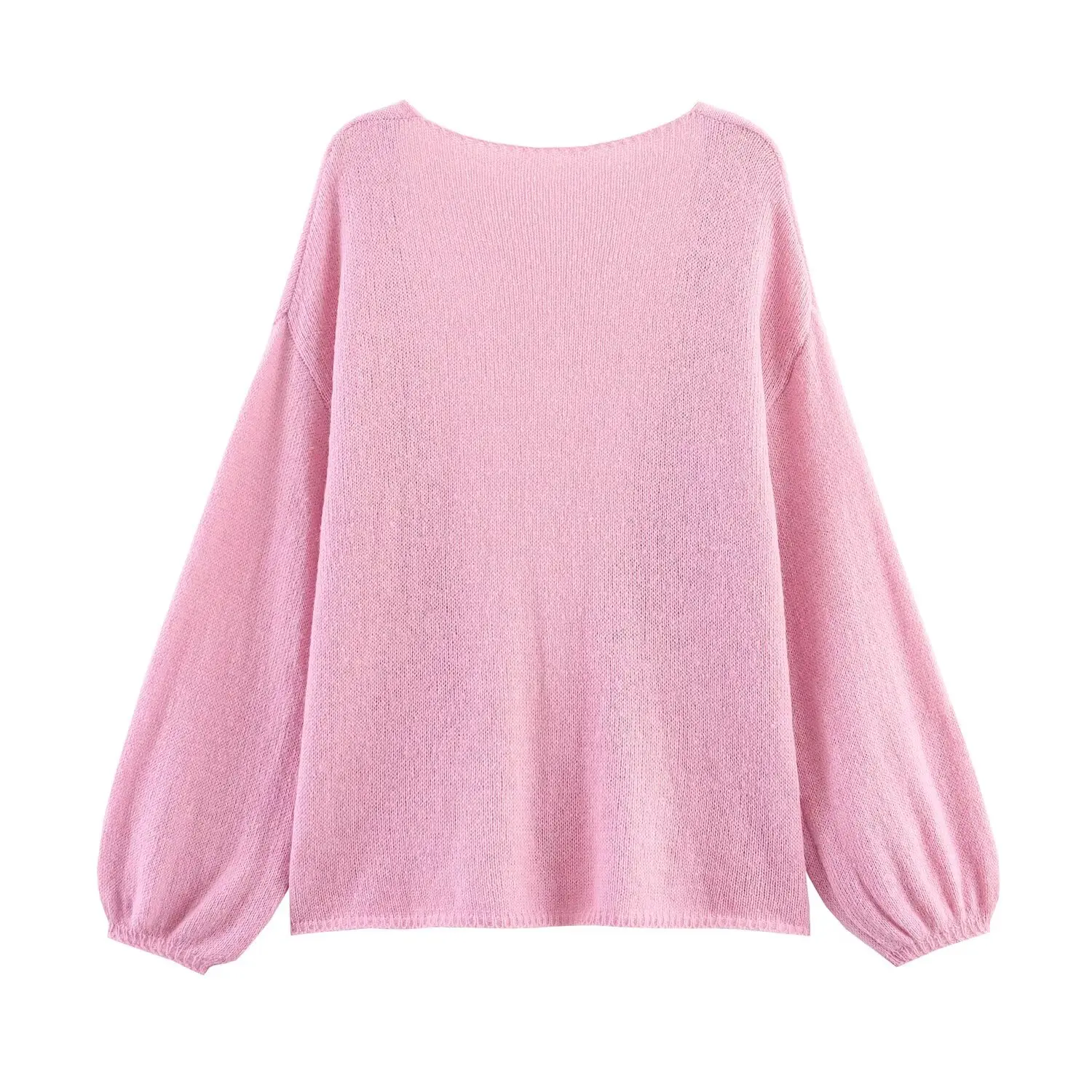 KONDALA Chic Elegant SSweetheart Pink Knitted Woman Sweaters Fashion 2025 V-Neck Loose Knitwear Autumn Y2K Yellow Mujer Outwear