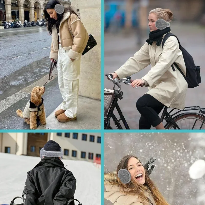 Unisex Warm Knit Earmuffs Winter Outdoor Ear Warmer Thicken Plush Winter Warm Fleece Earmuff Outdoor Warmer Cycling Ear Muffs