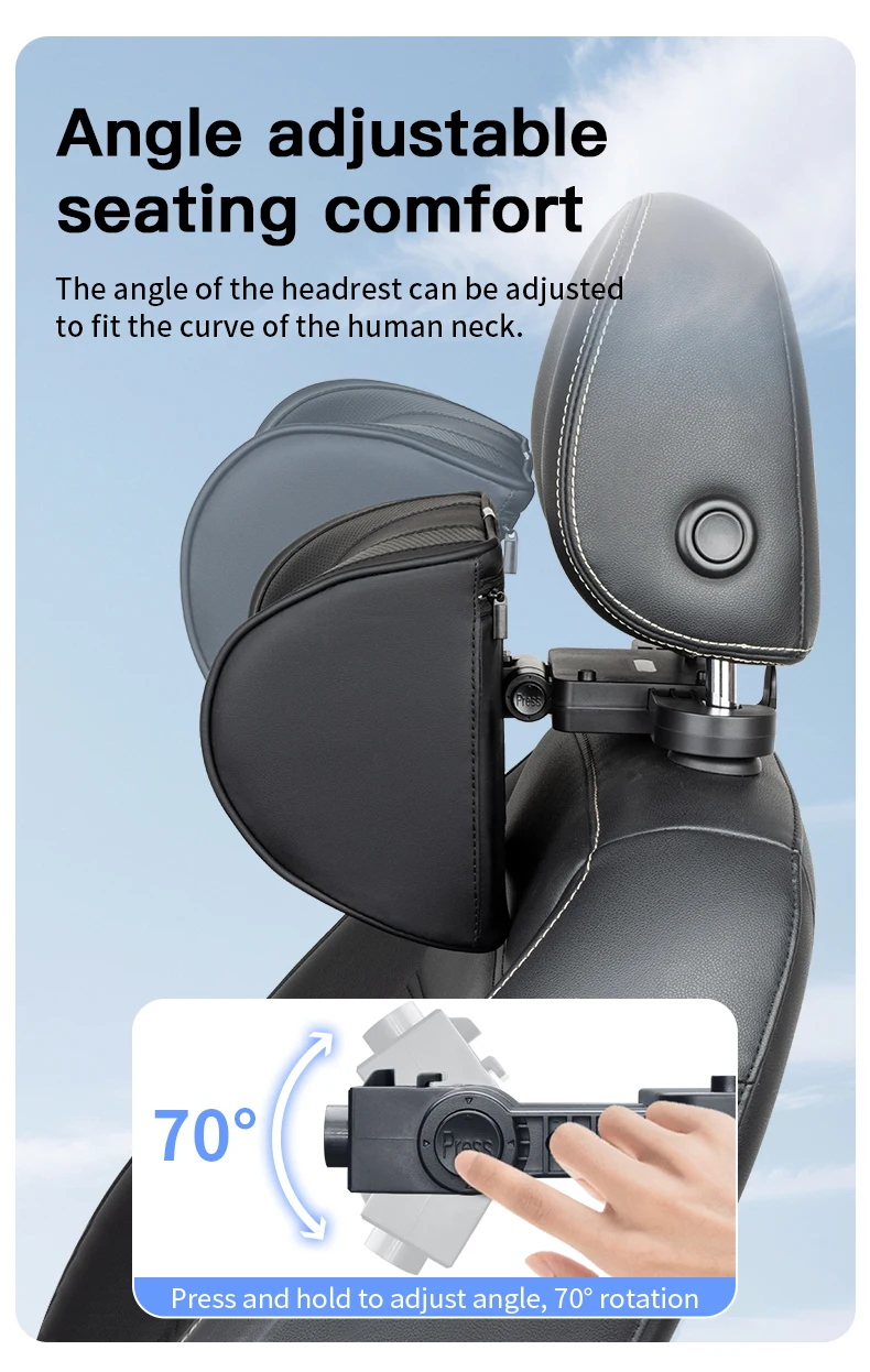Leder Auto Sitz Kopfstütze Kissen Multifunktions Memory Foam Auto Hals Kissen Einstellbare Auto Kopfstütze Kissen Auto Zubehör – Detail 7