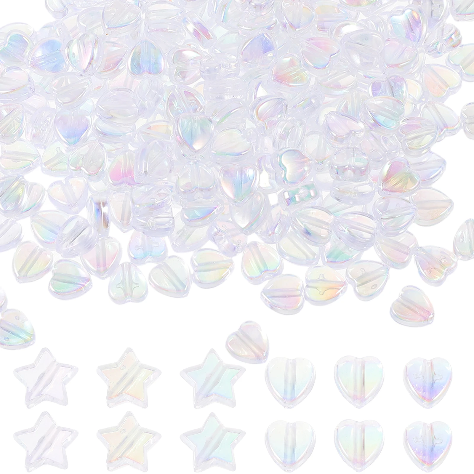 

400pcs Heart Shaped Spacer Acrylic Loose Diy Jewelry Making Bracelet Necklace Crafts Decor For Handicrafts Bead Strings Diy