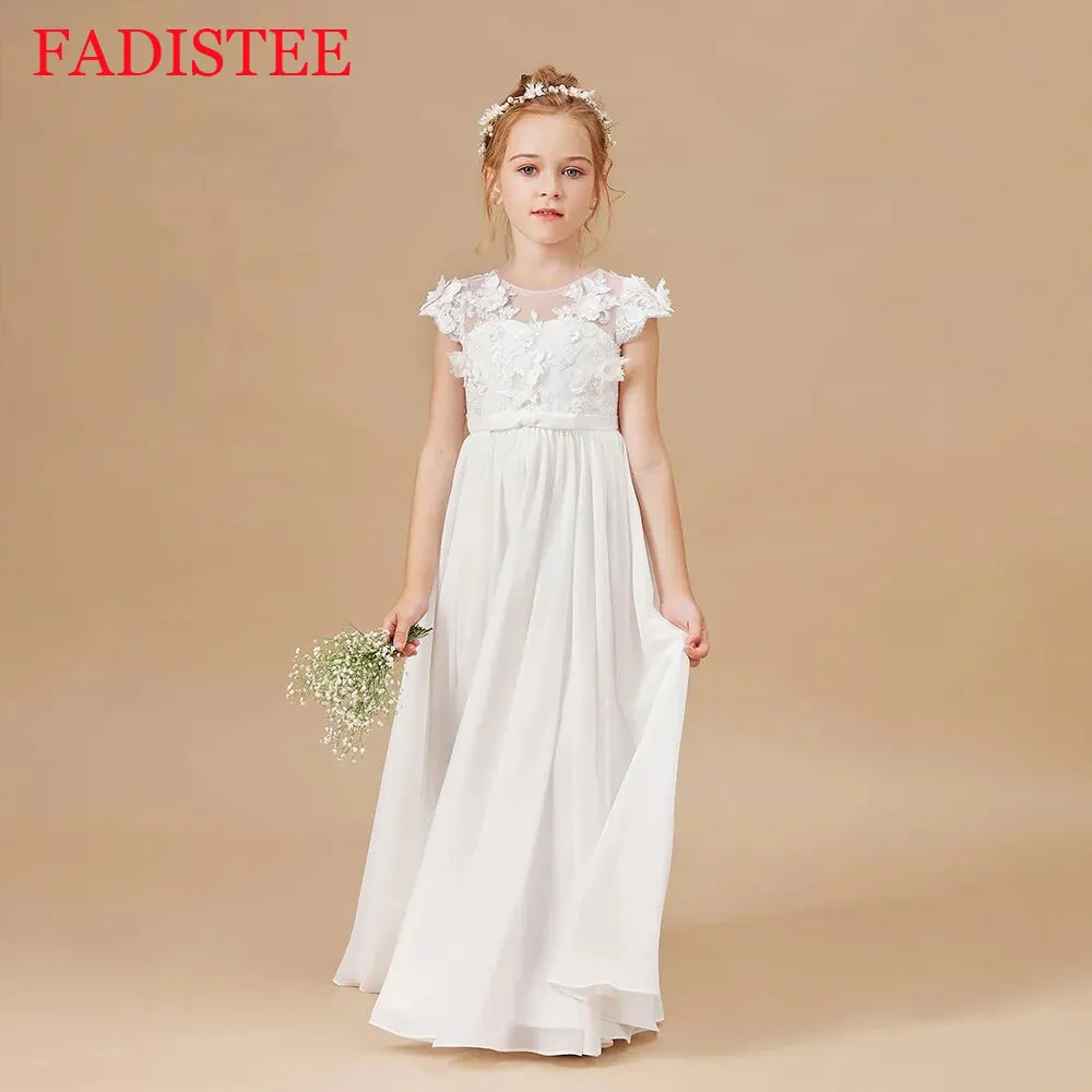 

Appliques Flower Girl Dress First Communion Graduation Wedding Ceremony Birthday Evening Party Ball Pageant Prom Banquet For Kid