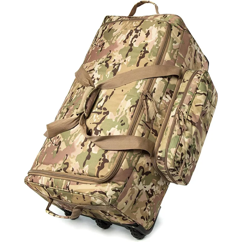 Travel bag large capacity wear-resistant cart bag with wheels Outdoor camping camouflage bag travel aviation checked luggage bag