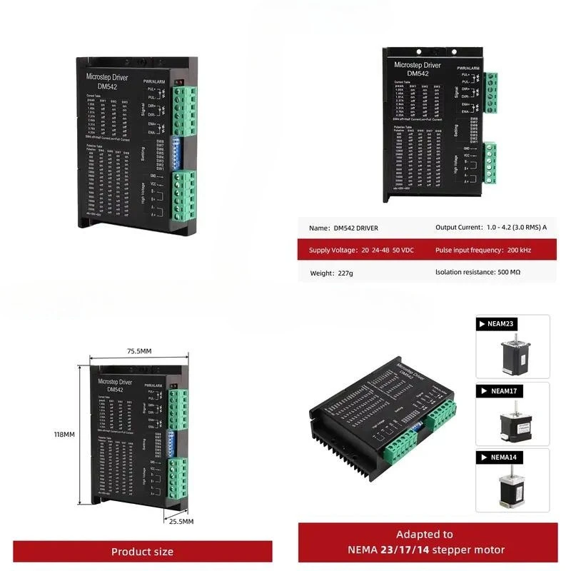 2-Phase 5.6A for 57 Stepper Motor DM542 Drive Digital Stepper Motor Driver NEMA23 Stepper Motor Controller