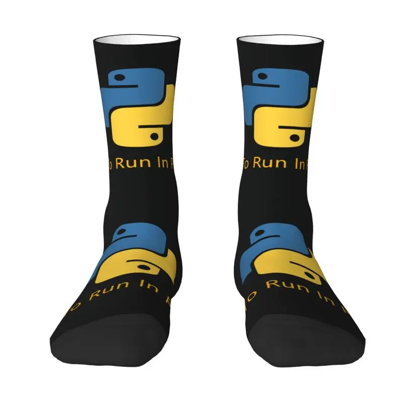 Funny Mens Born To Run In Python Dress Socks Unisex Warm Comfortable 3D Printing Programmer Computer Developer Crew Socks