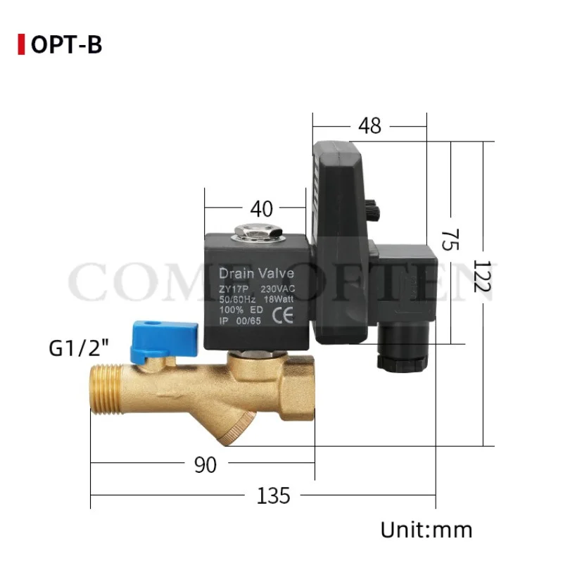 

Air Compressor Electronic Drainage Valve Automatic Switch OPT-A Split OPT-B Integrated AC220V With Timer