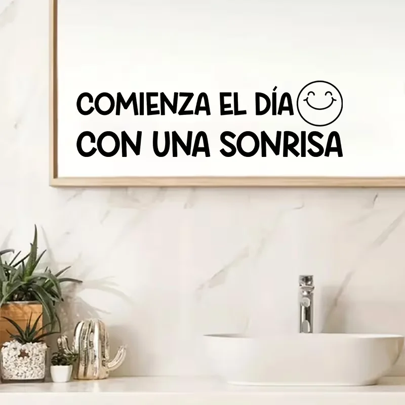 1pc Inspirational Spanish Quote Mirror Decal Sticker 