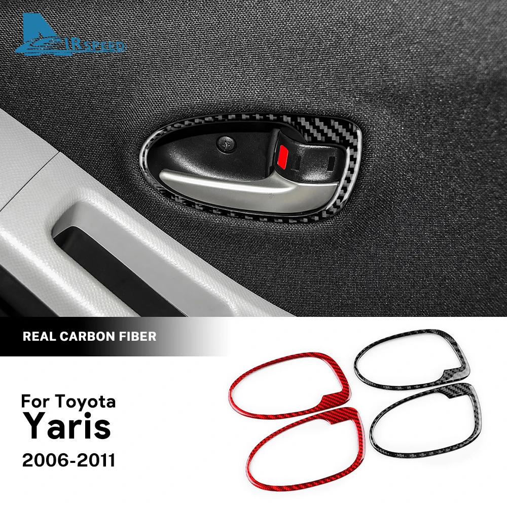 For Toyota Yaris 2006 2007 2008 2009 2010 2011 Real Soft Carbon Fiber Sticker LHD RHD Car Door Handle Frame Accessories