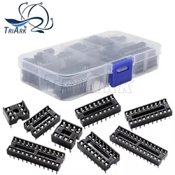 66PCS/lot with Box DIP IC Sockets Adaptor Solder Type Socket Kit 6 8 14 16 18 20 24 28 Pin DIP-6 DIP-8 DIP-14 IC Connector