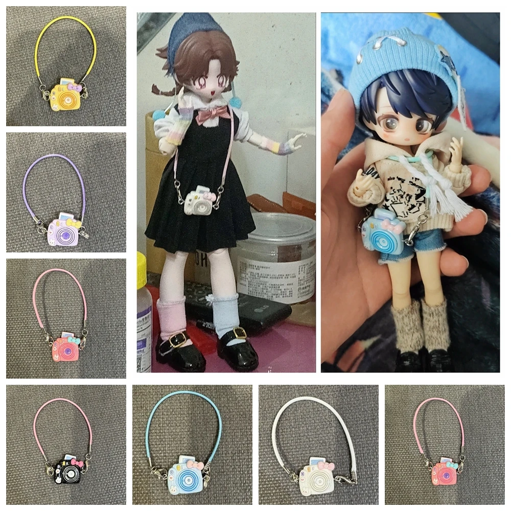 دمية صغيرة لتقوم بها بنفسك كاميرا فستان ألعاب من نسيج مخملي ل Ob11 GSC 1/12 BJD 10 سنتيمتر القطن إكسسوارات دمي مصغرة دمية قلادة هدية #1