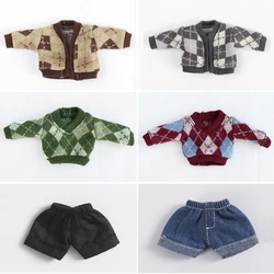 Ob11 Doll Clothes Sweater with Plaid Pattern Cardigan Jacket Vest Shirt for Gsc, Ymy Body, Ufdoll, Obitsu11, 1/12bjd Accessories