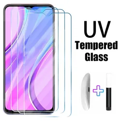 For Redmi Note 9 11 Pro 12 8T 8 7 10 10S UV liquid Glue Tempered Glass Screen Protector Redmi 7A 8A 9A 10A Glass Protective Film