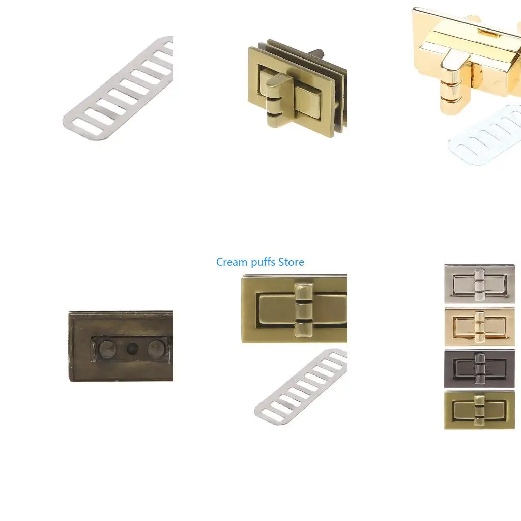 50LE Rectangle Clasp Turn Lock Twist Locks DIY Leather Handbag Bag Hardware