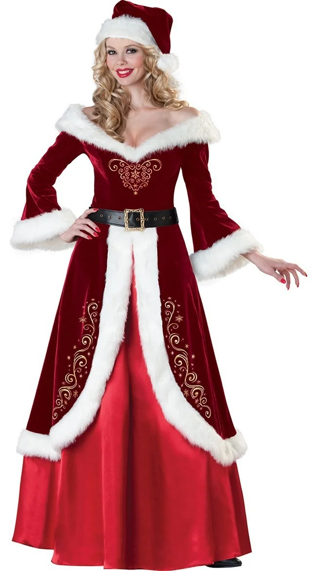 Costume Christmas Santa Claus Costume Cosplay Santa Claus Clothes Fancy Dress Adult Men and Women Christmas Dress