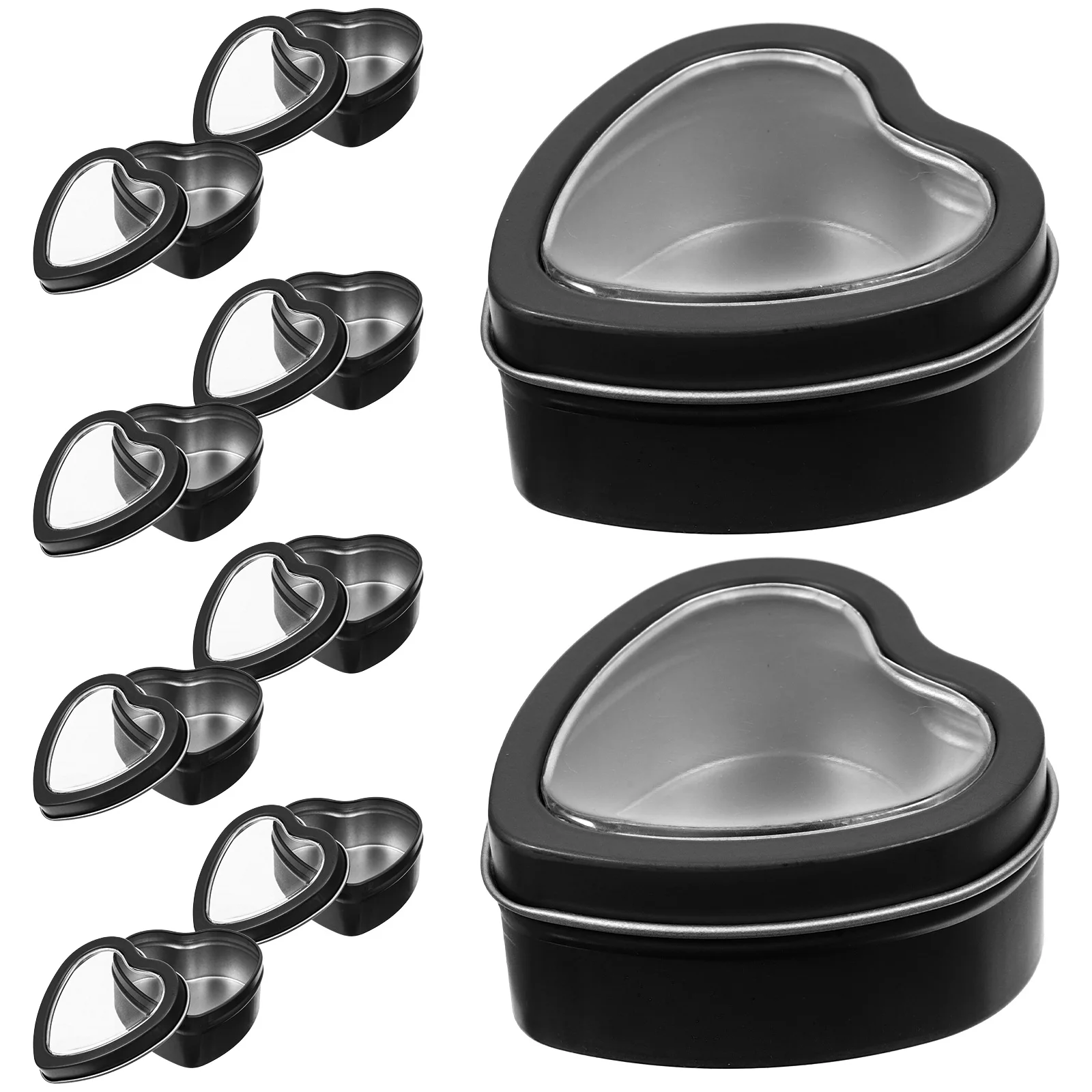 

10pcs Heart Shaped Iron Boxes Valentine Wedding Candy Containers Reusable Favor Boxes Party Gifts 60x59x27mm Red Window