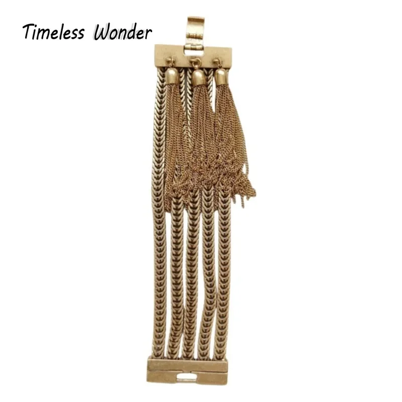 

Timeless Wonder Retro Geo Tassel Wrap Statement Bracelet for Women Designer Jewelry Goth Runway Top Trendy Rare Vintage Mix 4526