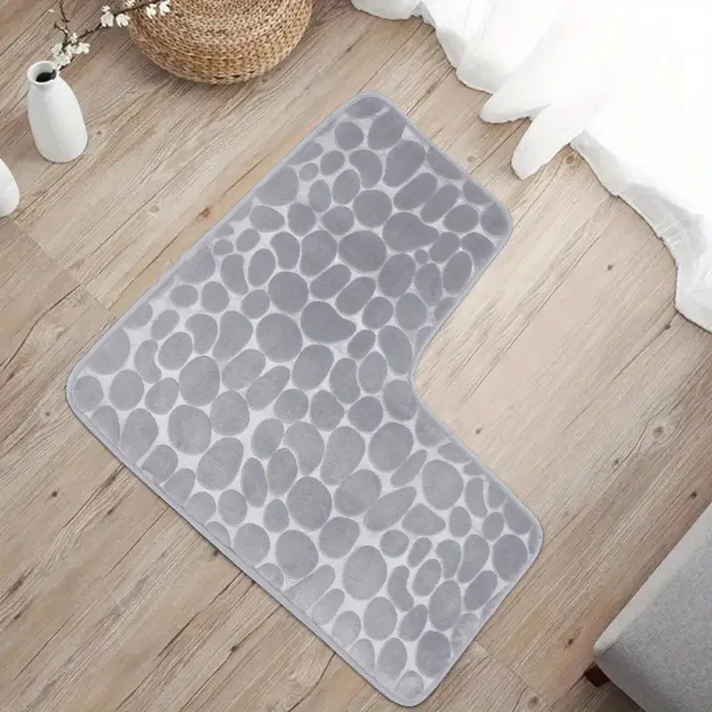 Bathroom Rug, L-Shaped Bath Mat, Non Slip Corner Shower Mat, Water Absorbent Soft Bath Rug, Fluffy Washable Rug Carpet