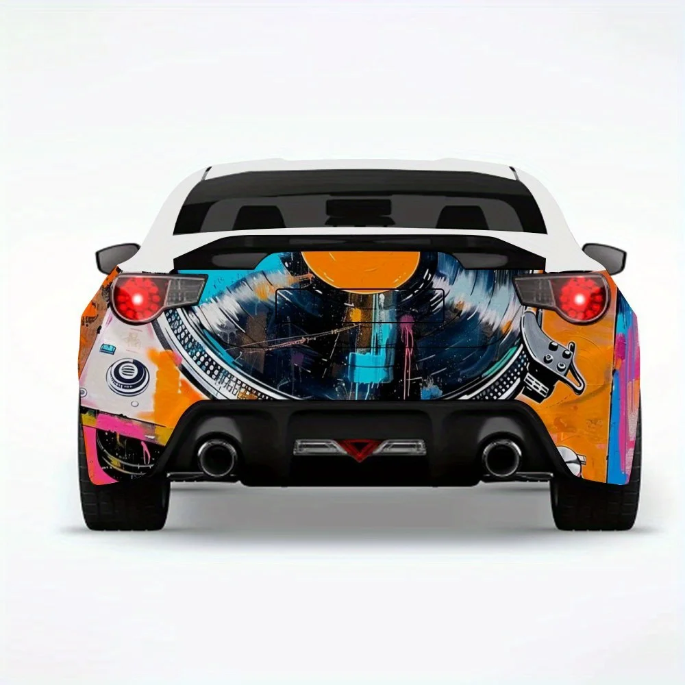 Graffiti - style Record Player Car StickerVinyl Decal for Car Rear, Waterproof Self-Adhesive Vinyl Stickers for Vehicle Tail & B