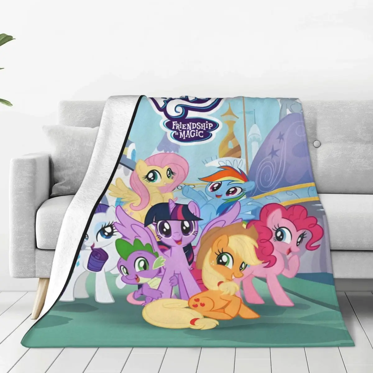 

My Little Pony Durable Flannel Blanket Easy Care Fleece Throw for Home Decor and Cozy Evenings with Family and Friends Together
