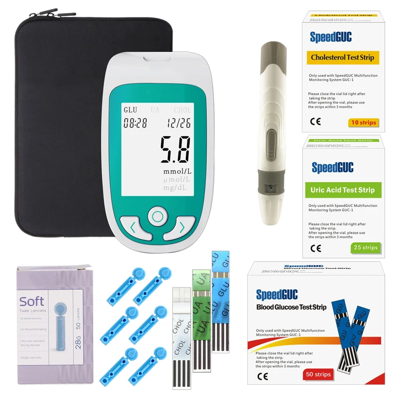 

Meawsom 3 In 1 Multi-function Blood Glucose Monitor Cholesterol Uric Acid Meter Glucometer Diabetes Gout Sugar Test Strips#