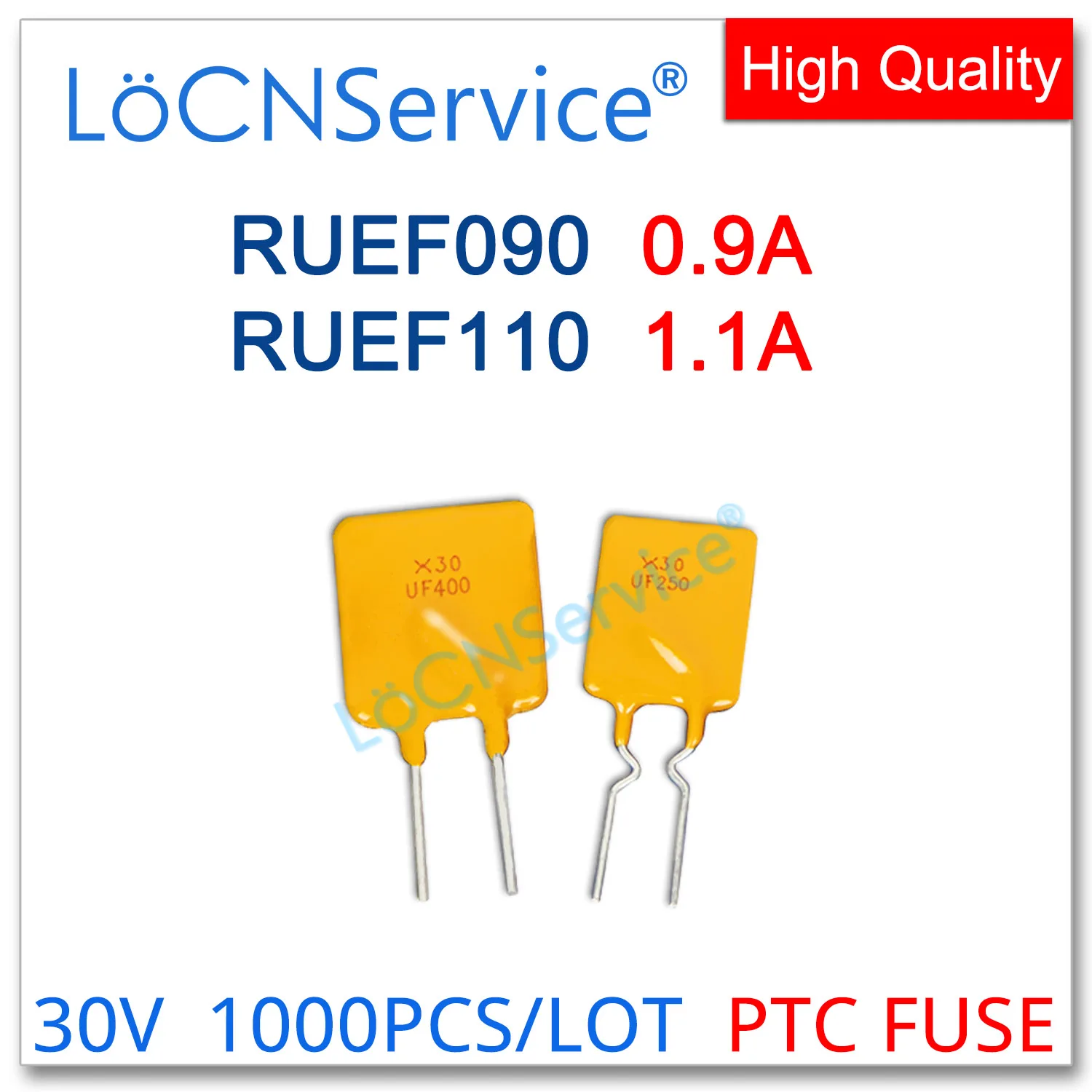 LoCNService 1000PCS  RUEF090  RUEF110 30V 0.9A 1.1A UF090 UF110 Resettable Fuse PTC DIP Chinese High Quality RUEF