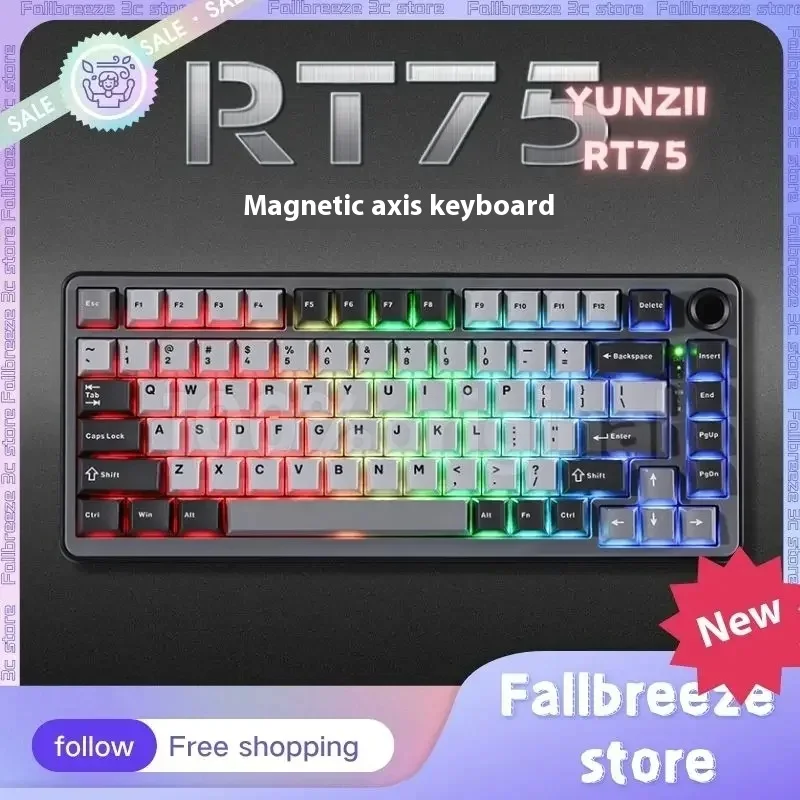 Imagem -02 - Yunzii com Fio Interruptor Magnético Teclado Tecla Ajustável 82 Chaves Gama Personalizado Hot-swap Gaming Teclado Rt75