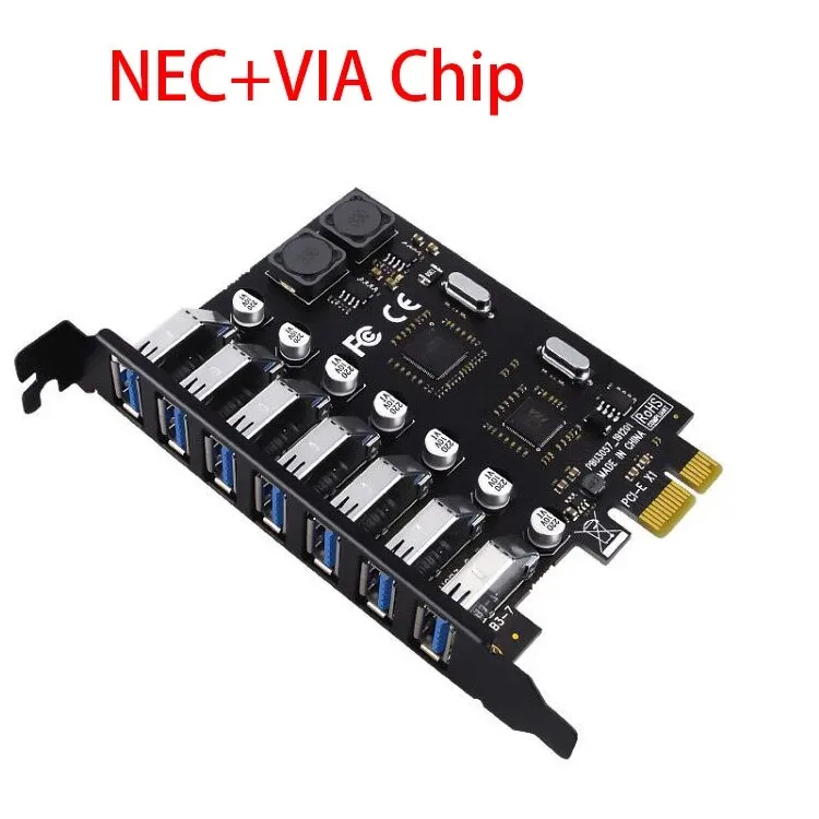 محول بطاقة توسيع USB PCI-e ، 7 منافذ ، محول محور ، وحدة تحكم خارجية ، موسع PCI-e ، بطاقة إكسبريس PCI لسطح المكتب