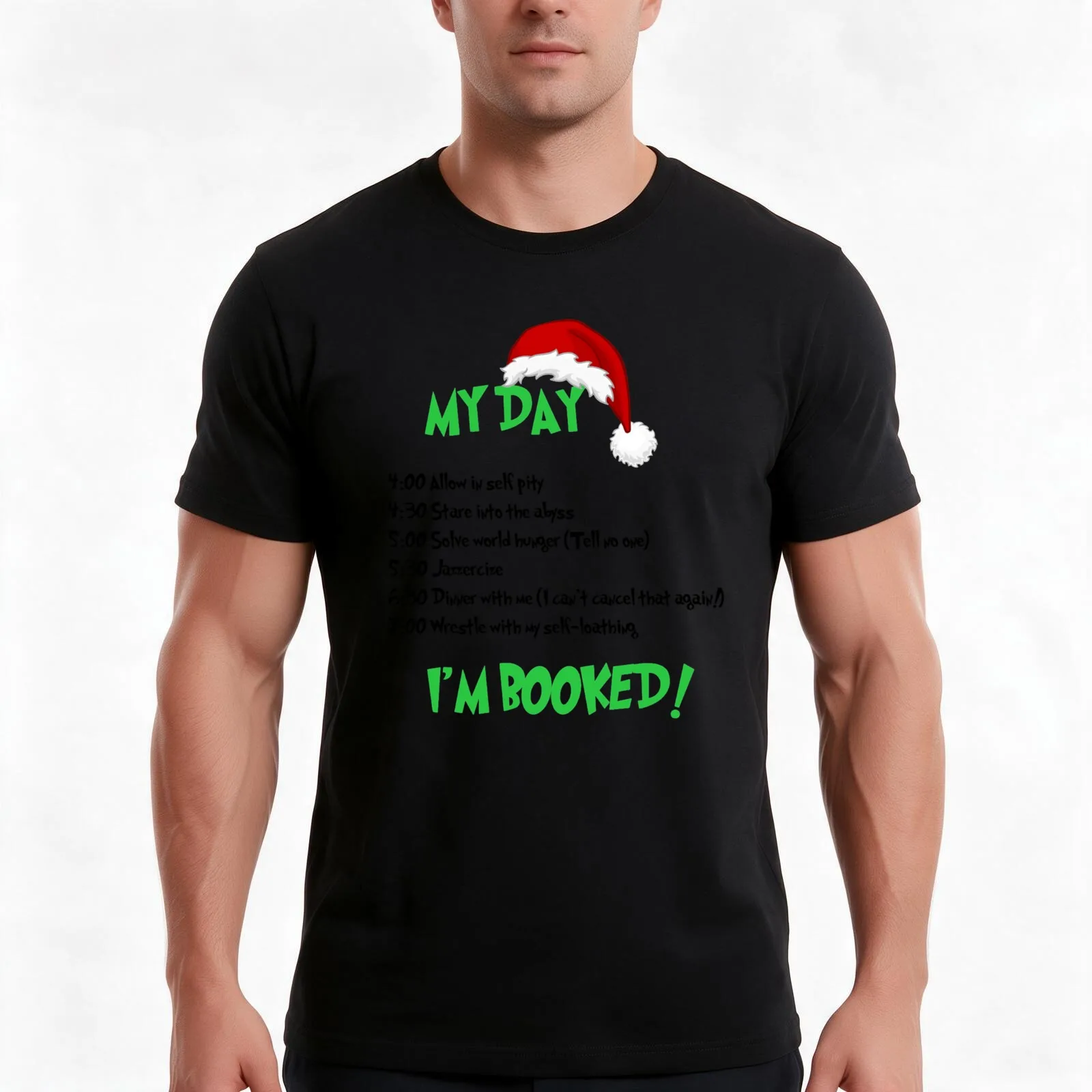 Christmas Schedule Premium T-Shirt, Summer Casual Cotton Tee, Oversized Streetwear Tops, Vintage Graphic Print, Unisex Men Women