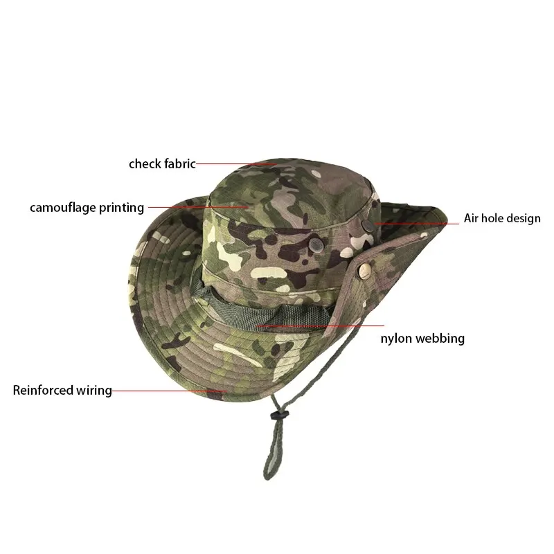 Camouflage Hat Tactical Bucket Benny Hats Military Multicam Panama Summer Cap Hunting Hiking Outdoor Camo Sun Caps Men