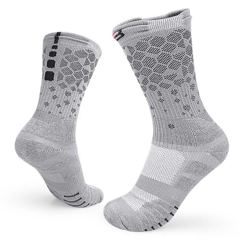 Strumpfwaren Sportsocken Schwarz/Grau/Weiß Schweißabsorbierende dicke Baumwollsocken Stoßdämpfende dicke Herren-Mittelrohrsocken Unisex