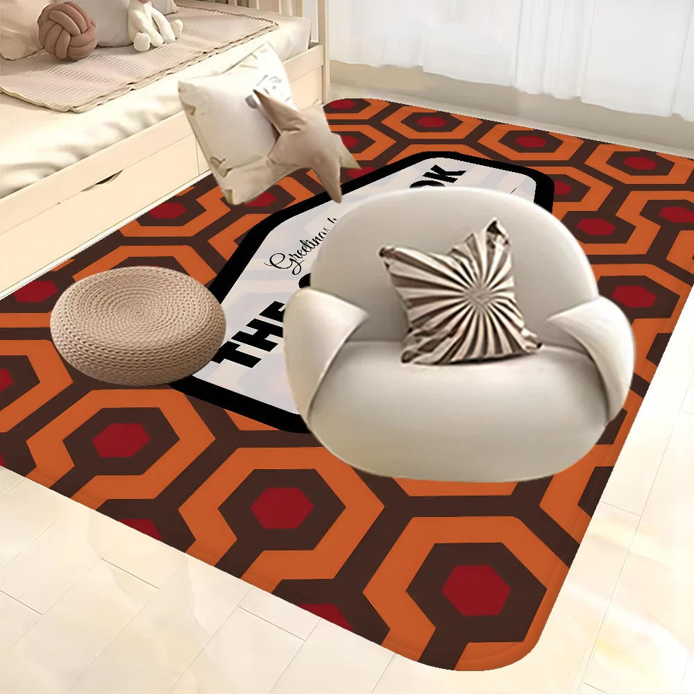 Orange Shiny Ring Hexagon Overlook Hotel Floor Mat Bathroom Mat Kids Room Bedroom Decoration Balcony Living Mat INS Style