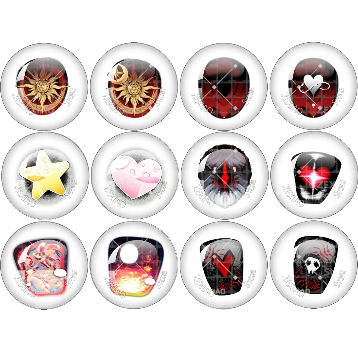 10MM-40MM Eye Blyth Doll Eyes Dark Series Eye Pattern Glass Eyes Cabochon Charms Accessory 12PCS MS007