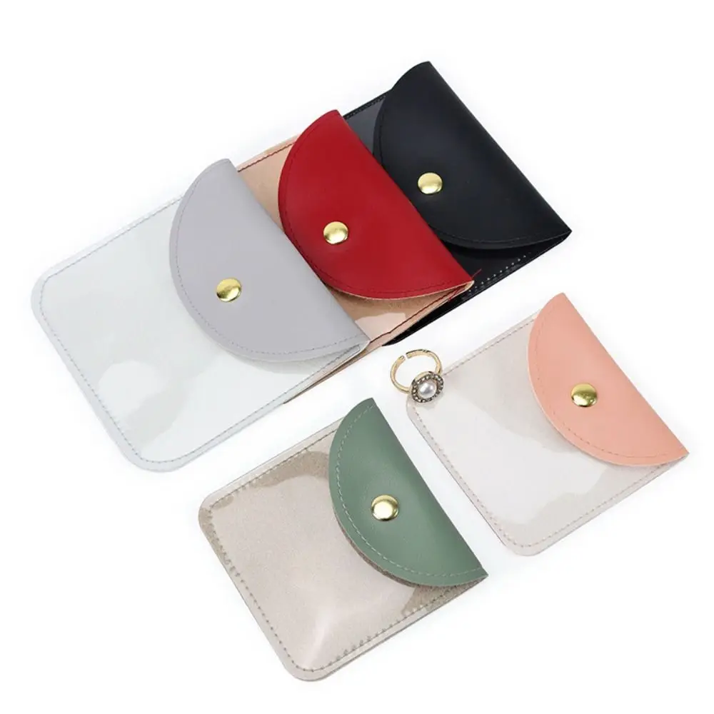 

5pcs Snap Button Jewelry Packaging Bags Exquisite Transparent Earrings Ring Storage Pouch Jewlery Organizer Ear Studs Case