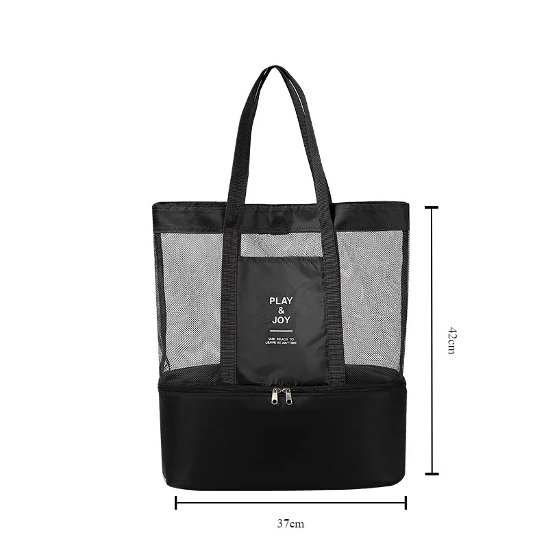 Bolsa de playa para pícnic al aire libre, bolsa de malla de gran capacidad, bolsa transparente, bolso aislado de doble capa, bolsa de picnic para aperitivos de oficina