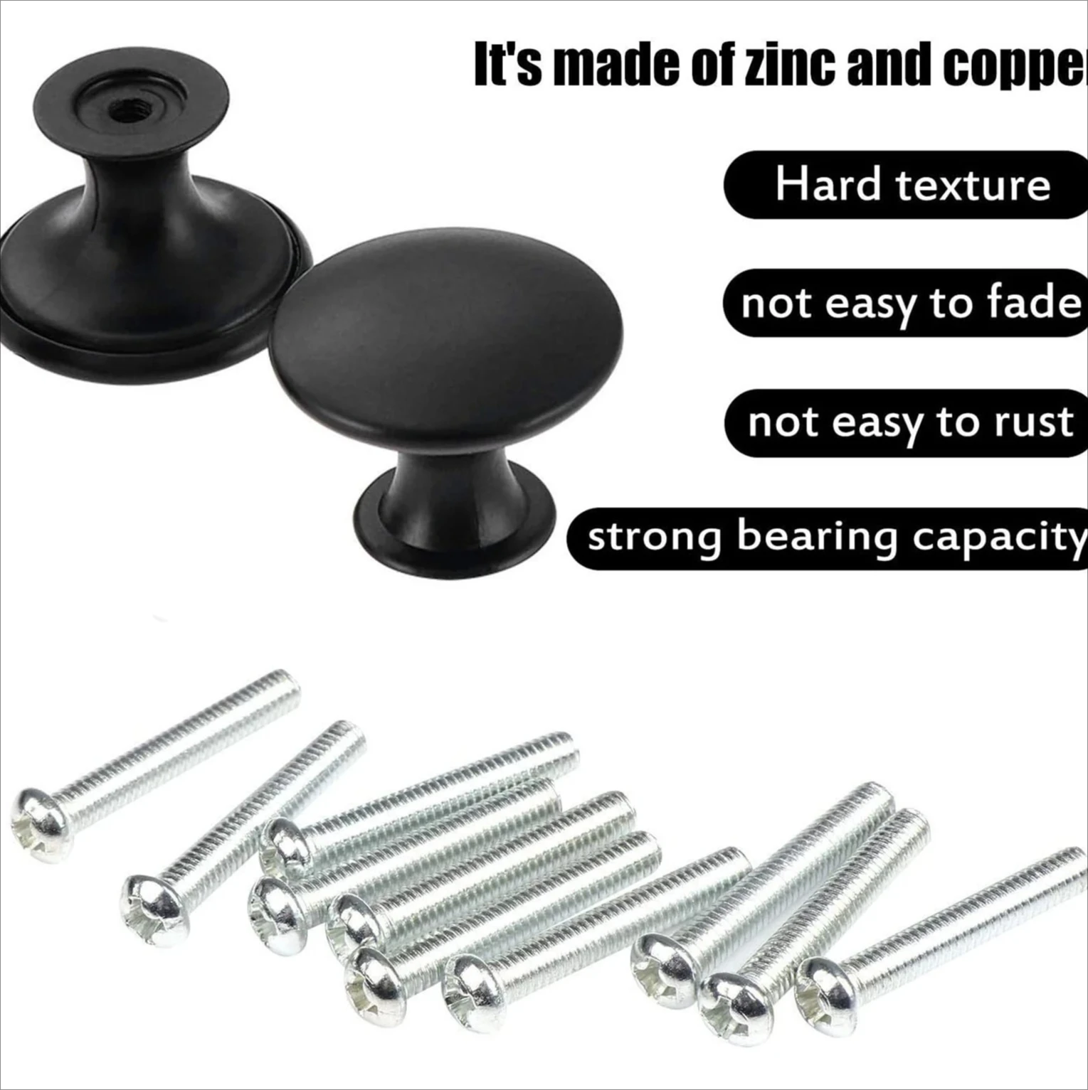24PCS Modern Black Drawer Knobs, Minimalist Cabinet Handles with Screws for Kitchen Bedroom Furniture