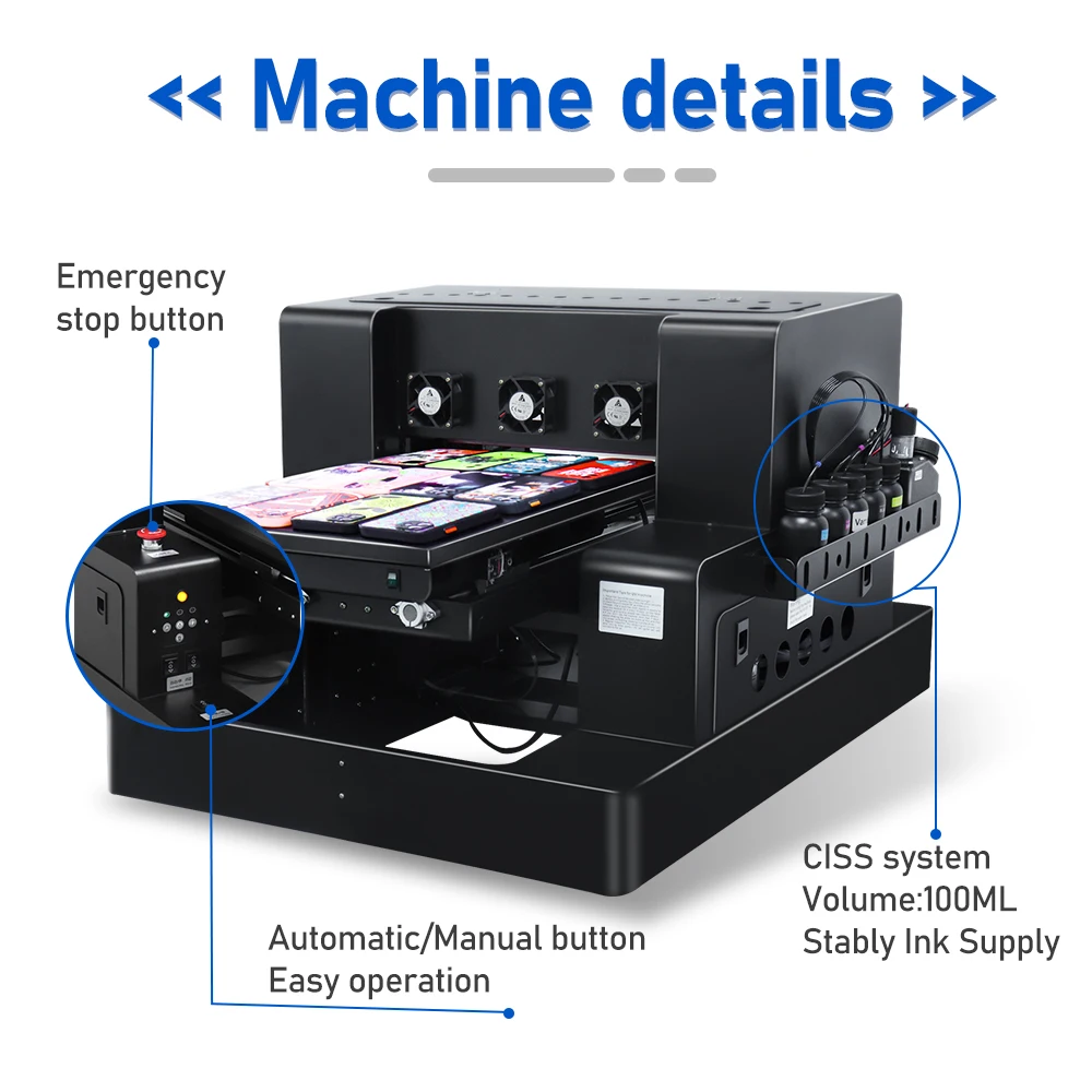 Colorsun A3 UV Printer For Epson L805 UV Printing Machine LED UV impresora UV Printer For Phone case Acrylic Bottle Metal