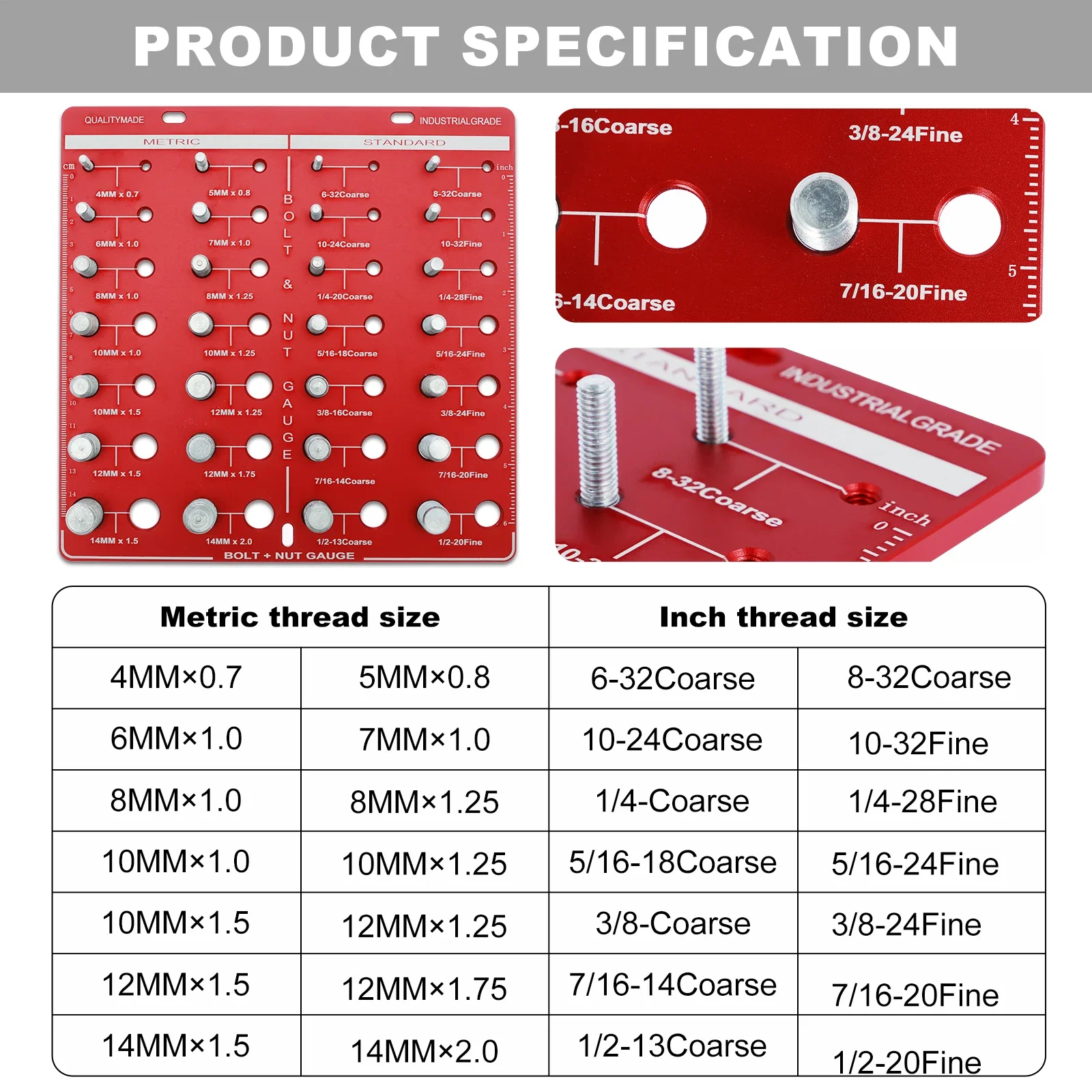 Thread Gauge Nut and Bolt Thread Checker Set Metric Size Precise Screw Thread Gauge Measuring Tool for Nuts Bolts Screws 28/34