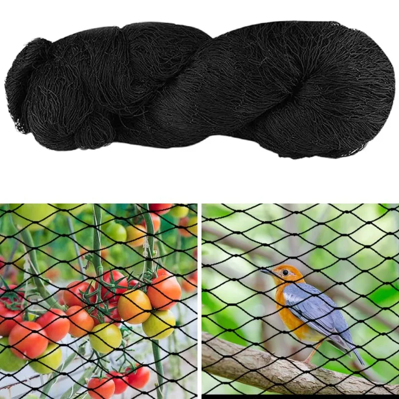 Vogelnetz, 5 x 15 m, Vogelnetz, Jagdnetze, Vogeletze, Nylongeflecht zum Schutz von Obstgärten, Gemüse, Gärten, Hähnchenhörnchen (schwarz)
