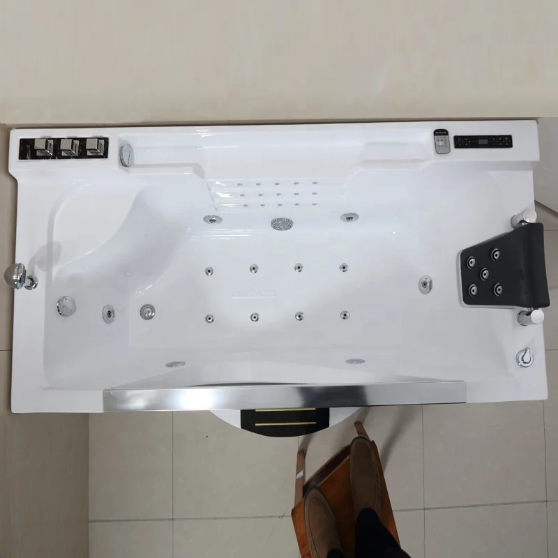 a*-Factory Low Minimum Order Customized CE Freestanding Massage Rectangle Waterfall Jets Armrest Pure White Indoor Hotel.