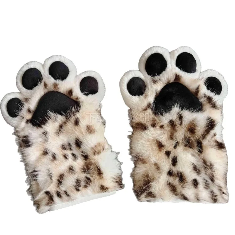 1 Para Futrzanych Pazurów Zwierzęcych Rękawiczek do Cosplayu Kostiumu Noszone Pluszowe Kocie Łapy Rekwizyty Cosplay Akcesoria do Występów