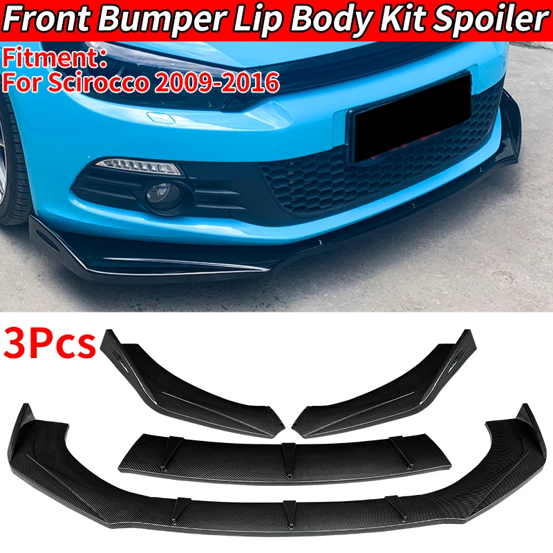 

For VW Scirocco R tdi2009-2016 New Front Bumper Spoiler Protector Plate Lip Body Kit Carbon Surface Decorative Strip Chin Shovel