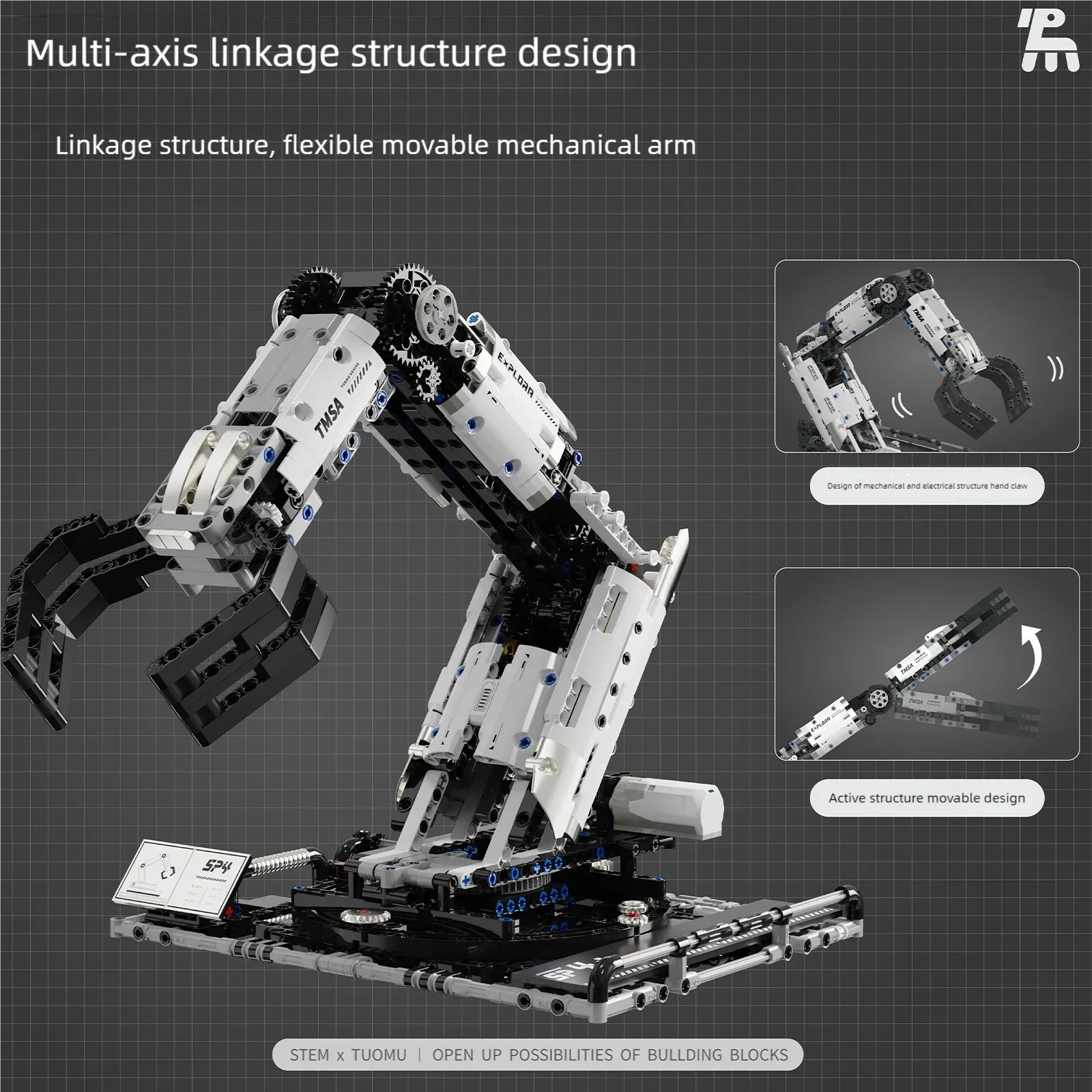 Robot arm programming, electric remote control, STEM robot assembly, building blocks, tile power toys, boy's birthday gift