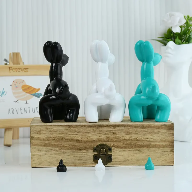 Resin balloon poop dog sculpture decoration Creative living room bedroom wine cabinet cartoon animal simple modern decorative so - view 5