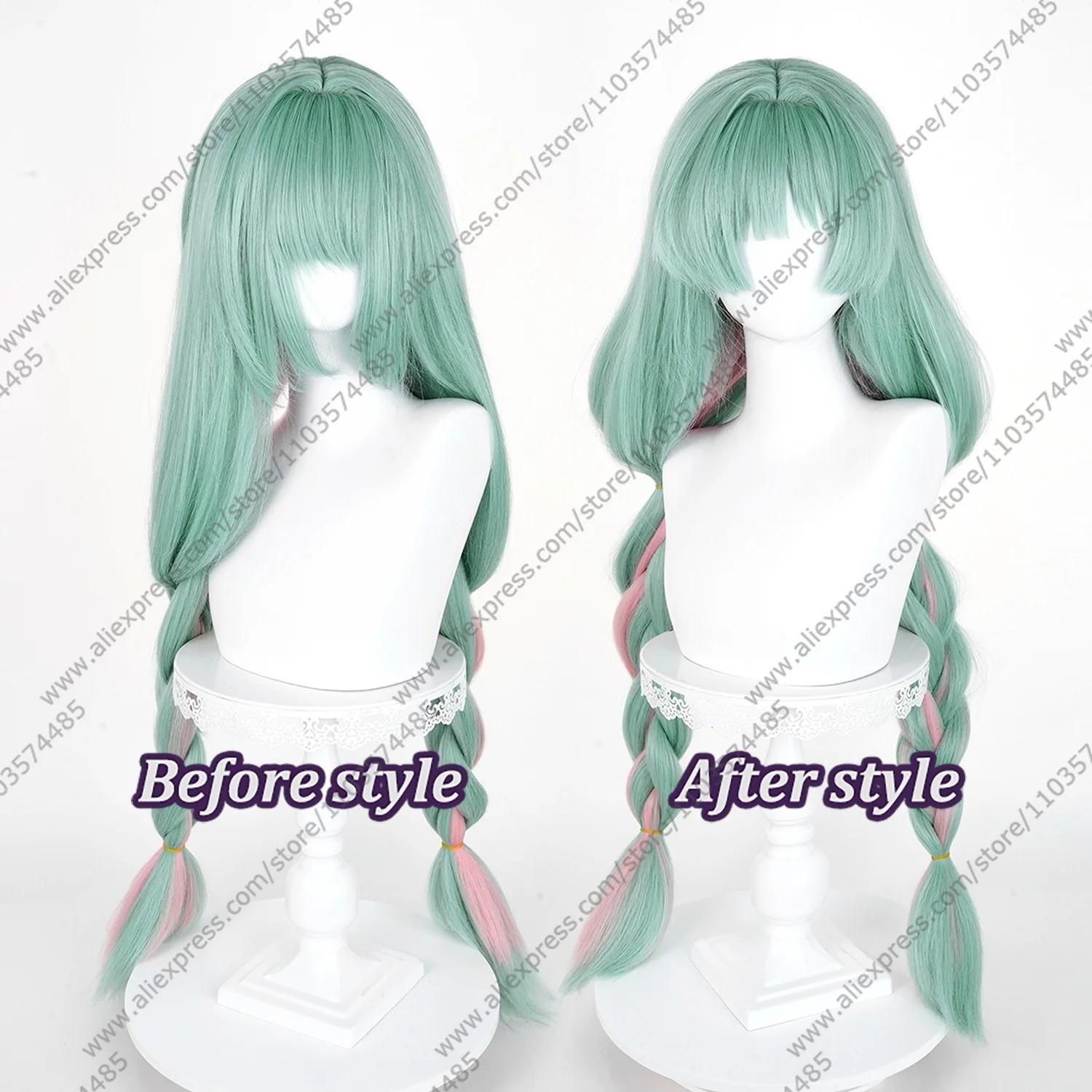 Game WUWA Phrolova Cosplay Wigs 98cm Long Double Braids Wig Heat Resistant Synthetic Hair