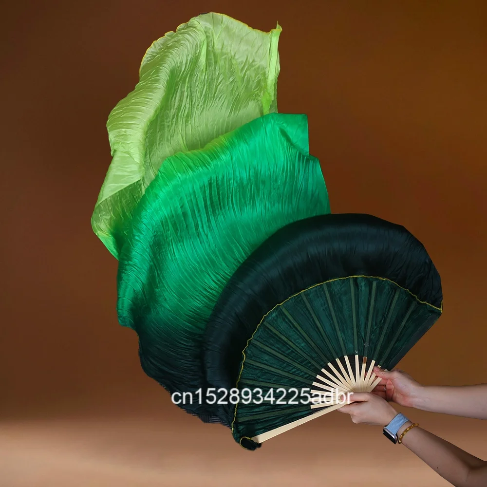 Mulheres dança do ventre seda bambu longo fã véus adereços dança do ventre adoração louvor pastel bandeira verde streamer adultos 180cm outono