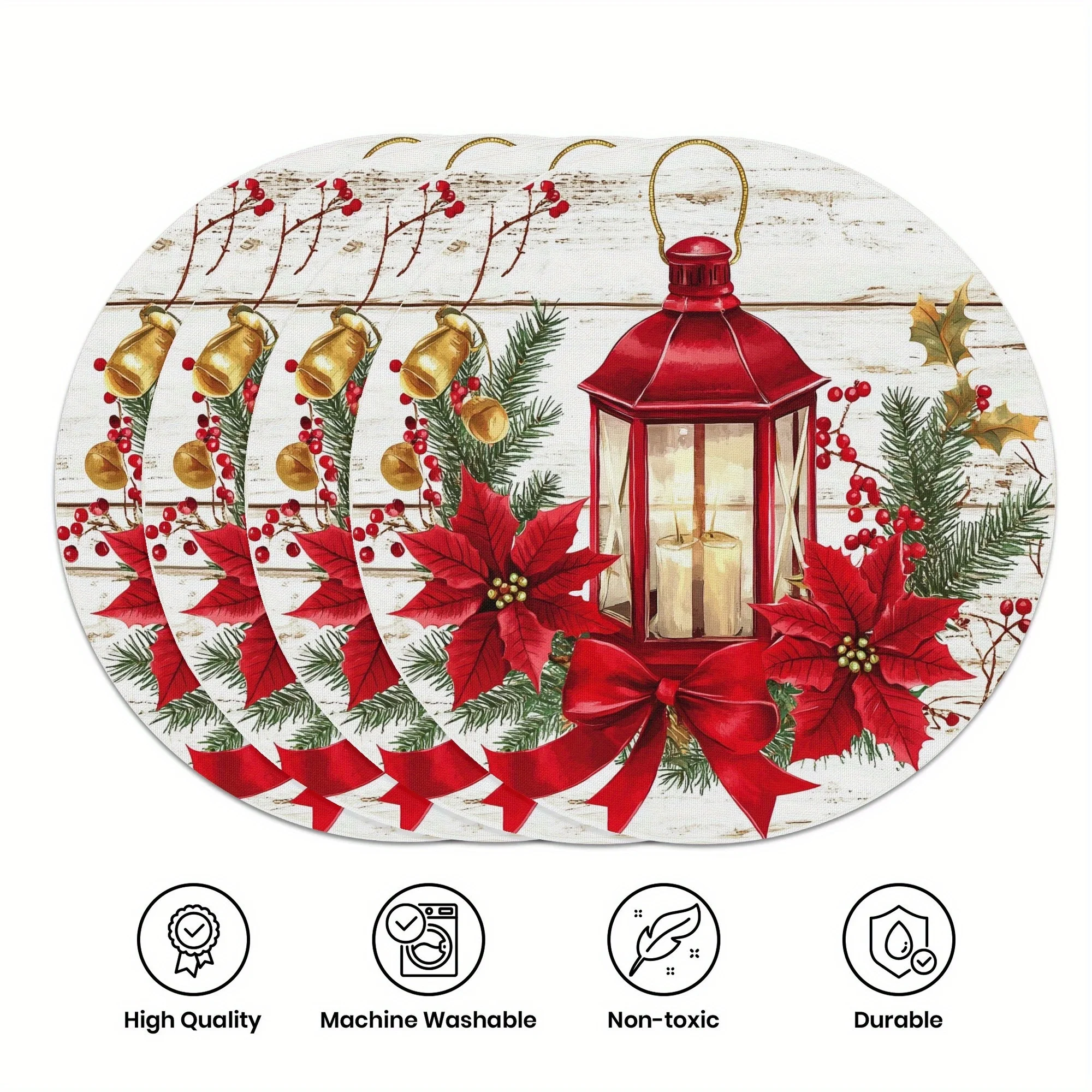 VIKAMA 4 Stück Weihnachtslaterne Weihnachtsstern-Tischsets für Familien-Weihnachtsfeiern – Tischdekoration und Accessoires für den Urlaub