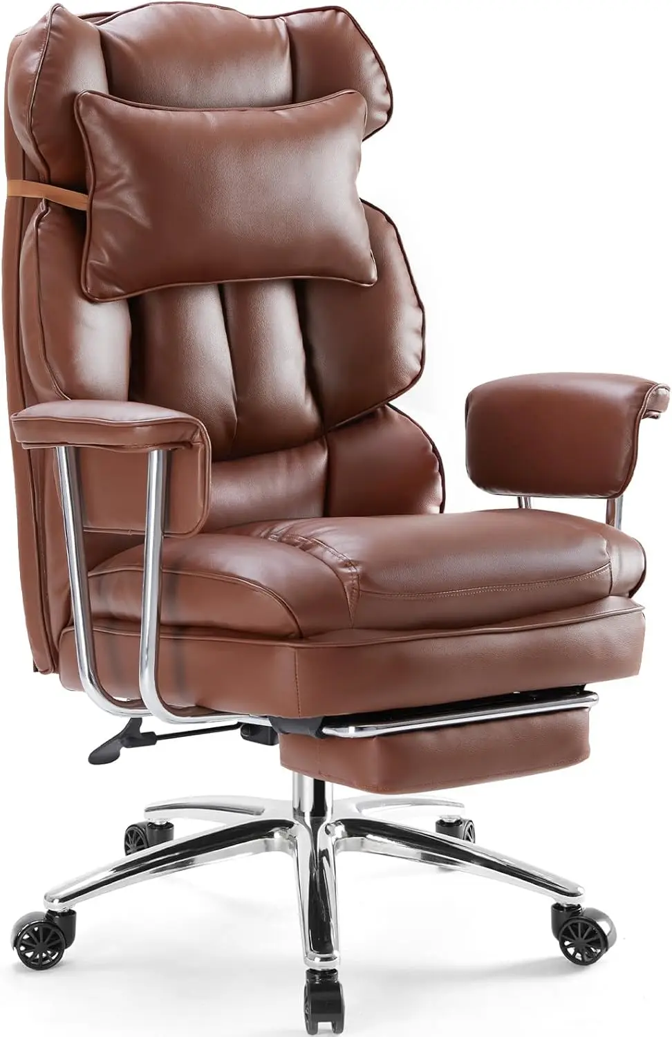 

Executive Office Chair - Ergonomic High Back, Reclining, Height Adjustable, with Footrest & Lumbar Support, Brown