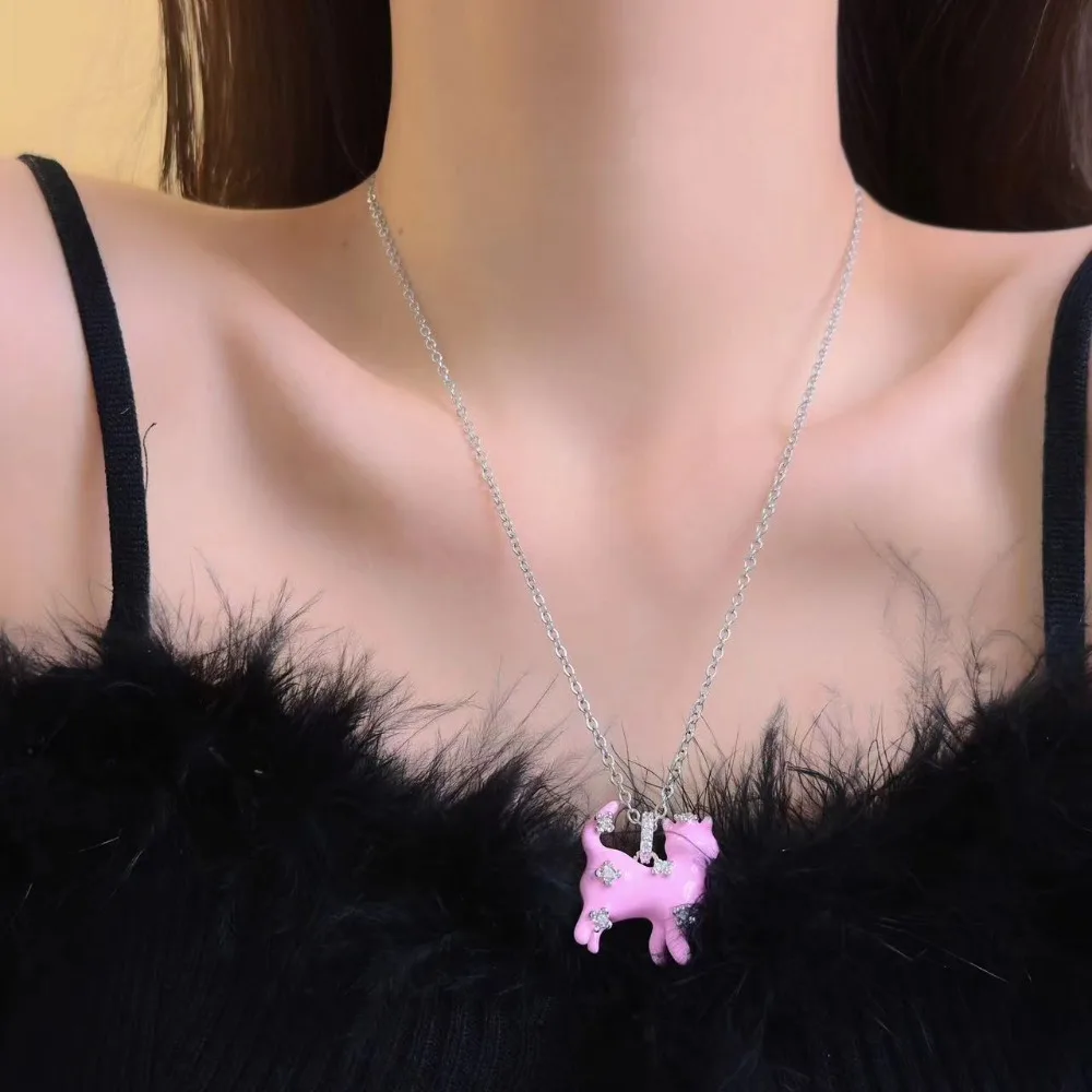 

Kawaii Cute Cat Pedant Necklace Clavicle Chain Cartoon Bear Pearl Necklace Neck Jewelry Charm Women's Choker Girls