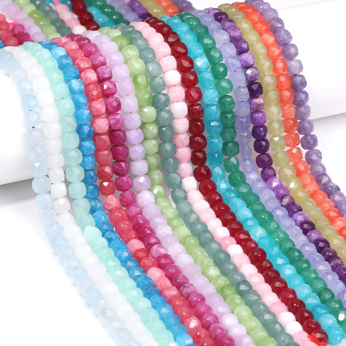

Faceted Cube 7-8mm Natural Stone Morganite Chalcedony Loose Square Spacer Beads for Jewelry Making Diy Bracelet Accessories